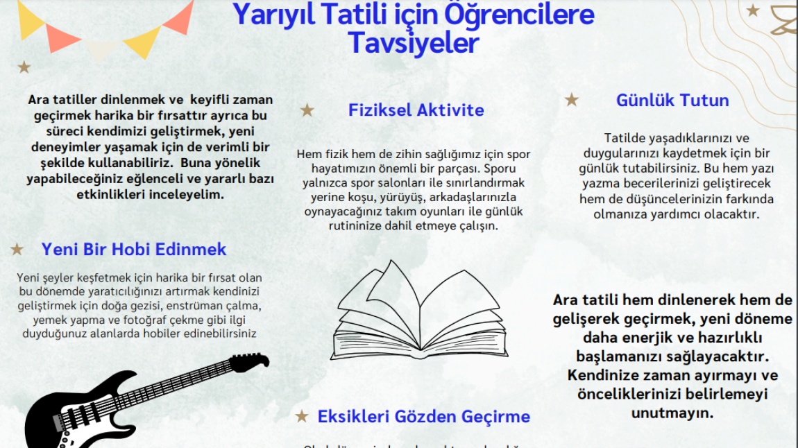 Yarıyıl Tatili için Öğrencilere Tavsiyeler