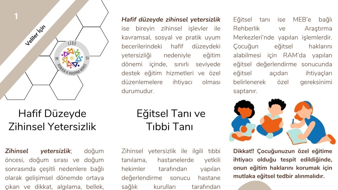 Hafif Düzeyde Zihinsel Yetersizlik ile İlgili Velilerimize Yönelik Bilgilendirme Çalışmamız